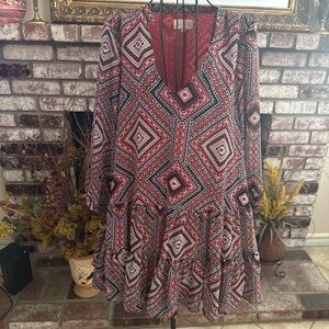 Melloday V-Neck Tunic Boho Blouse  Sz Medium
